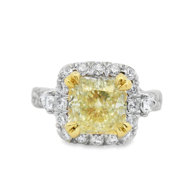 Radiant-cut Diamond Halo Engagement Ring