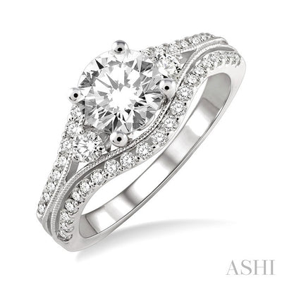 Round Shape Semi-Mount Diamond Engagement Ring