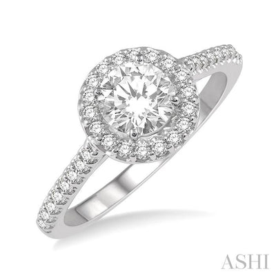 Round Shape Semi-Mount Halo Diamond Engagement Ring