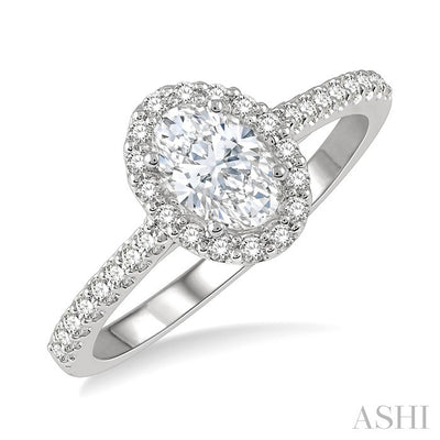 Oval Shape Halo Diamond Engagement Ring
