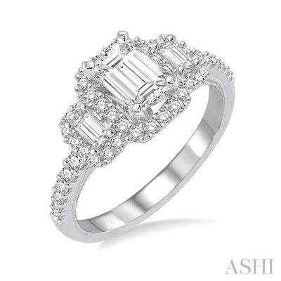 Emerald Shape Halo Diamond Engagement Ring