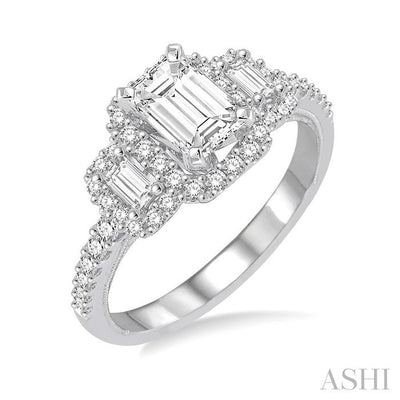 Emerald Shape Halo Diamond Engagement Ring