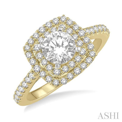 Cushion Shape Semi-Mount Halo Diamond Engagement Ring