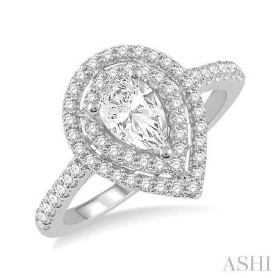 Pear Shape Halo Diamond Engagement Ring