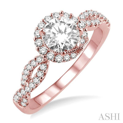 Round Shape Halo Diamond Engagement Ring