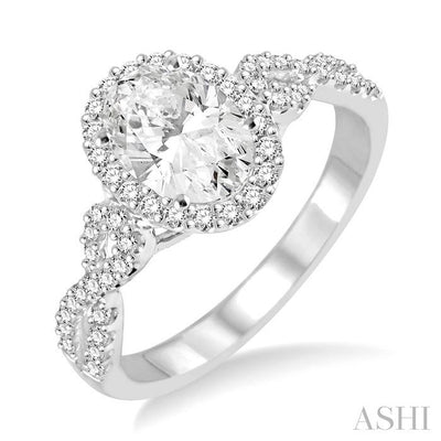 Oval Shape Halo Diamond Engagement Ring