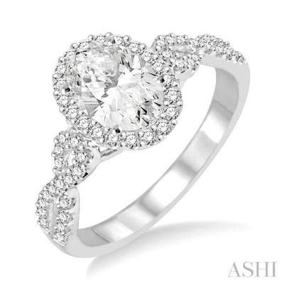 Oval Shape Halo Diamond Engagement Ring