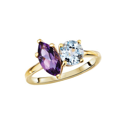 Amethyst & Sky Blue Topaz Toi et Moi Ring