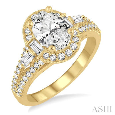 Oval Shape Semi-Mount Diamond Engagement Ring
