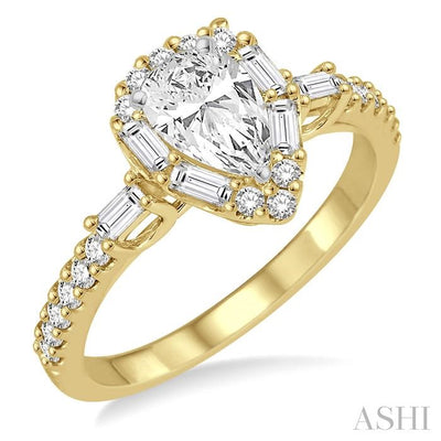 Pear Shape Halo Diamond Engagement Ring
