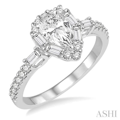 Pear Shape Halo Diamond Engagement Ring