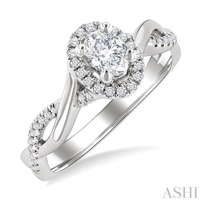 Oval Shape Halo Diamond Engagement Ring
