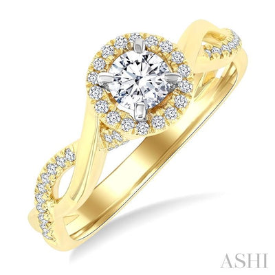 Round Shape Halo Diamond Engagement Ring