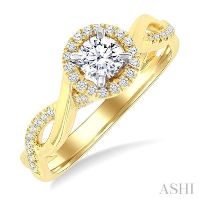 Round Shape Semi-Mount Halo Diamond Engagement Ring