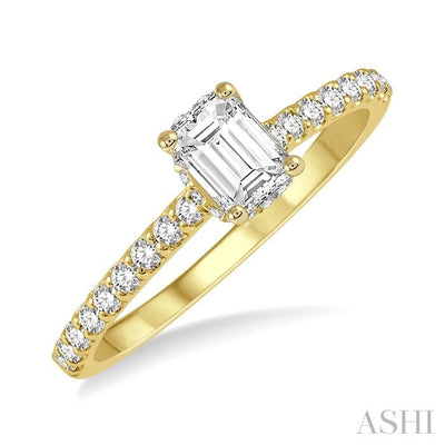 Emerald Shape Semi-Mount Diamond Engagement Ring