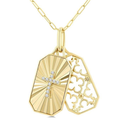 Diamond Medallion Pendant with Paperclip Chain