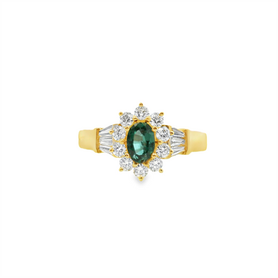 IGI Certified Alexandrite & Diamond Halo Ring