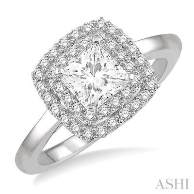 Princess Shape Halo Diamond Engagement Ring