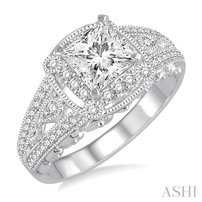 Princess Shape Semi-Mount Diamond Engagement Ring