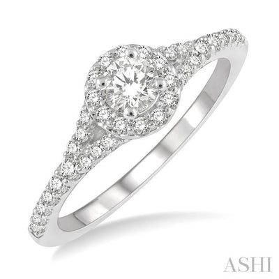 Round Shape Semi-Mount Halo Diamond Engagement Ring