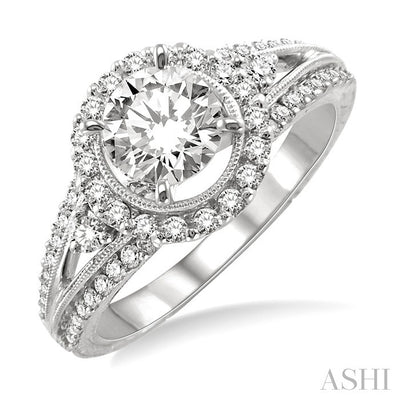 Round Shape Halo Diamond Engagement Ring