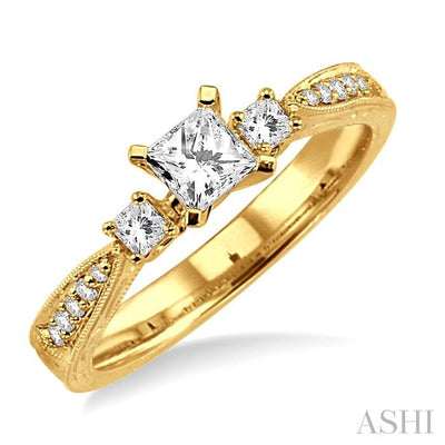 Princess Shape Past Present & Future Diamond Engagement Ring