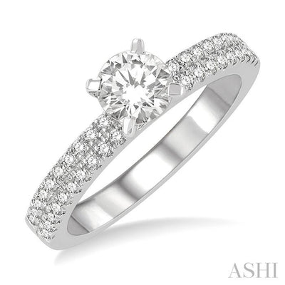 Round Shape Semi-Mount Diamond Engagement Ring