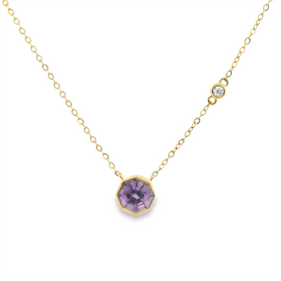 Amethyst & Diamond Station Necklace
