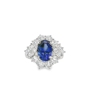 Tanzanite & Diamond Halo Fashion Ring