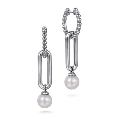 Bujukan Sterling Silver Pearl Drop Earrings