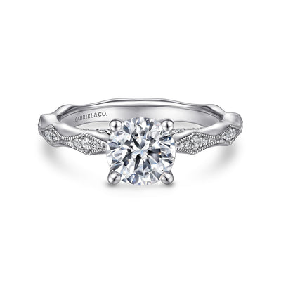 Round Diamond Hidden Halo Engagement Ring