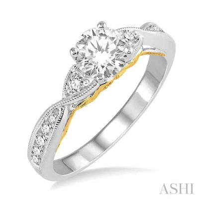 Round Shape Semi-Mount Diamond Engagement Ring