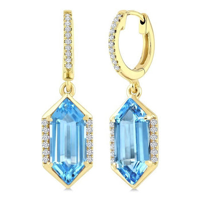 Blue Topaz & Diamond Drop Earrings