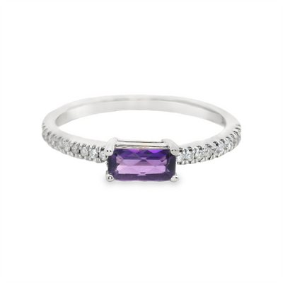 Amethyst & Diamond Stackable Ring