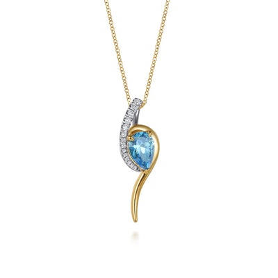 Blue Topaz & Diamond Pendant