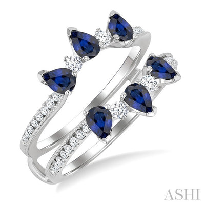 Pear Shape Gemstone & Diamond Insert Ring