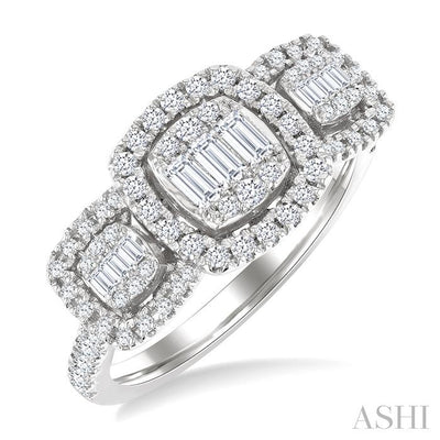 Cushion Shape Past Present & Future Halo Fusion Diamond Engagement Ring
