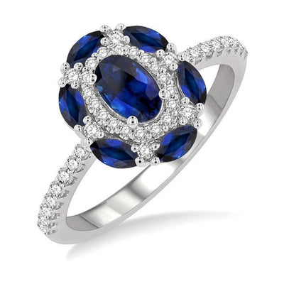 Sapphire & Diamond Halo Fashion Ring