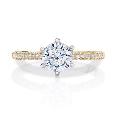 Round Diamond Pave Band Engagement Ring