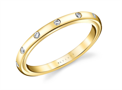 Diamond Straight Band Bezel Wedding Ring