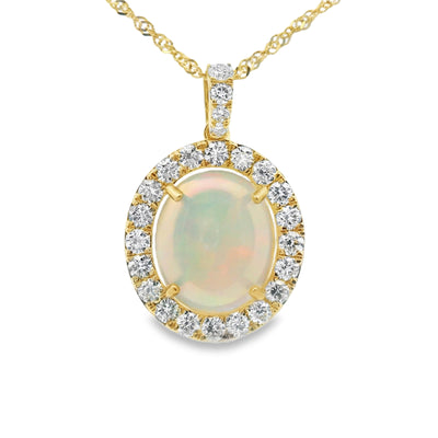 Ethiopian Opal & Diamond Pendant