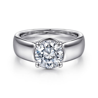 Round Diamond Wide Engagement Ring