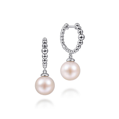 Bujukan Sterling Silver Pearl Huggie Earrings