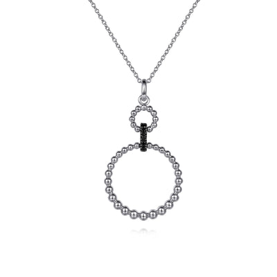 Bujukan Sterling Silver Black Spinel Circle Pendant