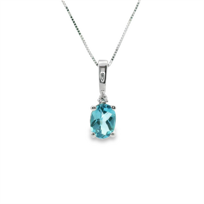 Blue Topaz & Diamond Pendant
