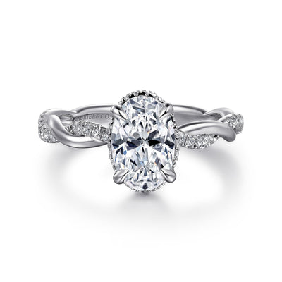 Oval Diamond Hidden Halo Engagement Ring