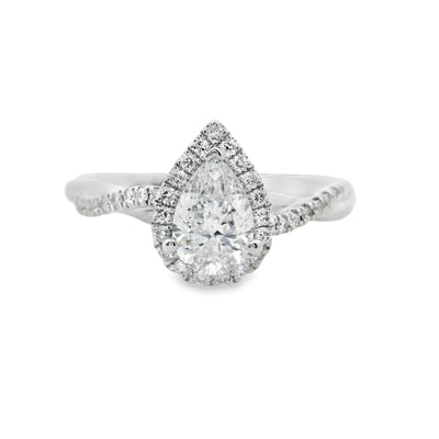 Pear Diamond Halo Engagement Ring