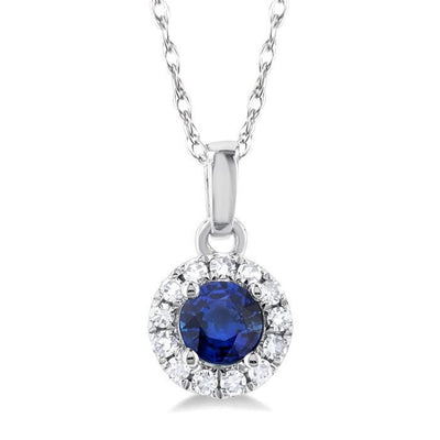 Sapphire & Diamond Halo Pendant