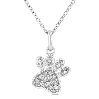 Petite Paw Print Diamond Pendant