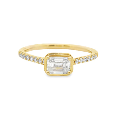 Emerald-cut Diamond East-West Engagement Ring